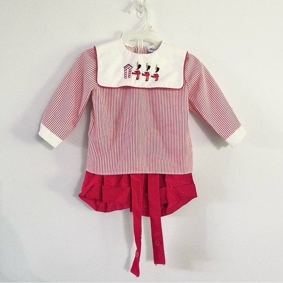 Vintage Bryan Made in the USA Infant Holiday Overalls Toy Soldiers Corduroy 18M - Picture 1 of 8